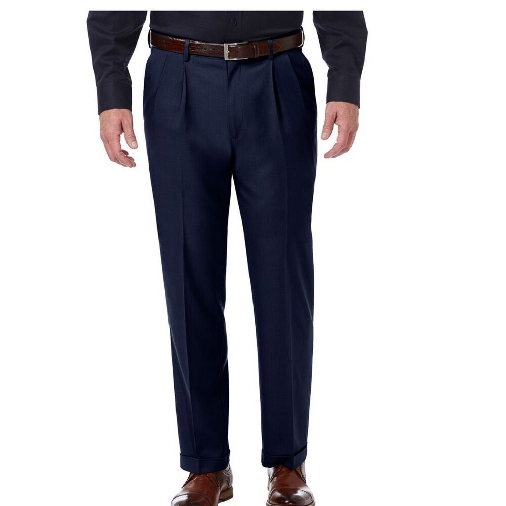 NWT Haband Fit-Forever size 40 SHORT dress pants pleated Navy Work office career